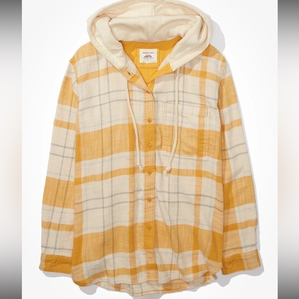 AMERICAN EAGLE Cozy Cabin Oversized Hoodie Flannel - Picture 3 of 8